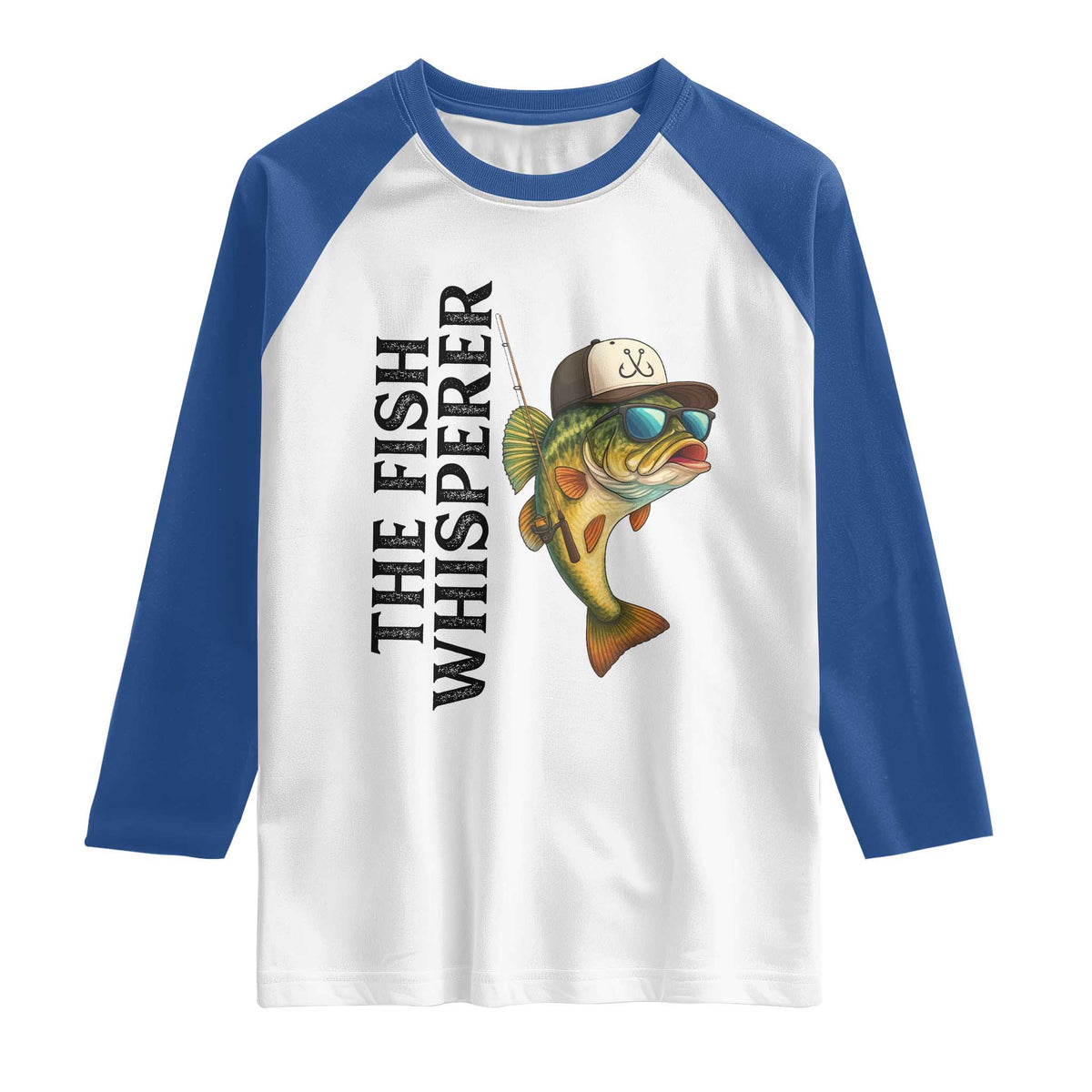 Funny The Fish Whisperer Fishing Raglan Shirt Angler Lover Gift TS12 White Royal Print Your Wear
