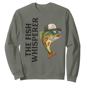 Funny The Fish Whisperer Fishing Sweatshirt Angler Lover Gift TS12 Military Green Print Your Wear