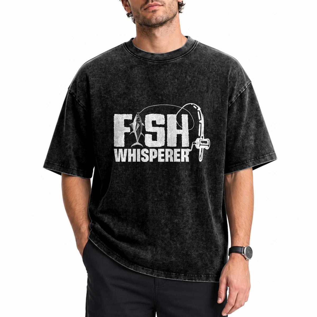 The Fish Whisperer Washed Cotton T-Shirt Fish Lover Humor