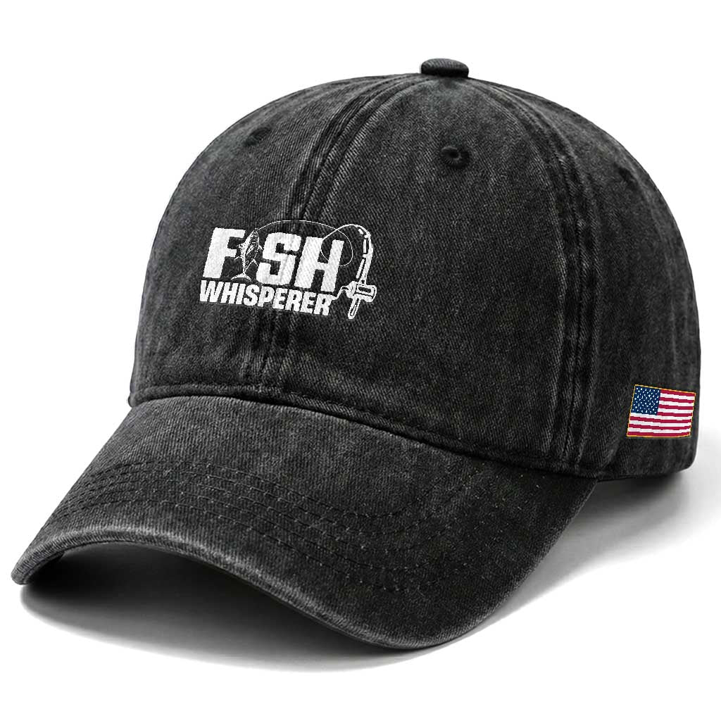 The Fish Whisperer Washed Cotton Baseball Cap Fish Lover Humor TS12 Print Your Wear