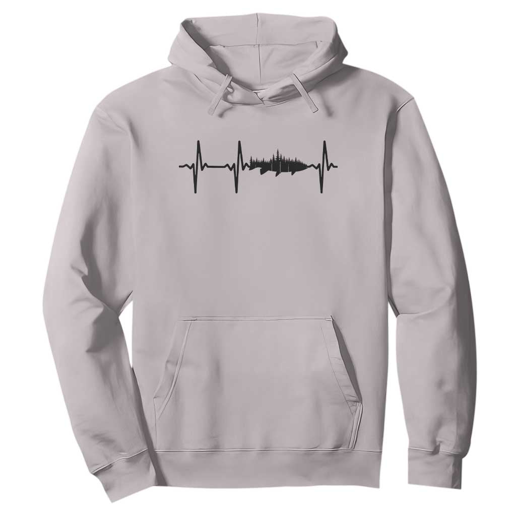 Fish And Forest Fishing Lover Heartbeat Gift Hoodie TS12 Ice Gray Print Your Wear