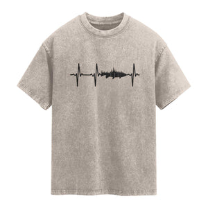 Fish And Forest Fishing Lover Heartbeat Gift Washed Cotton T-Shirt
