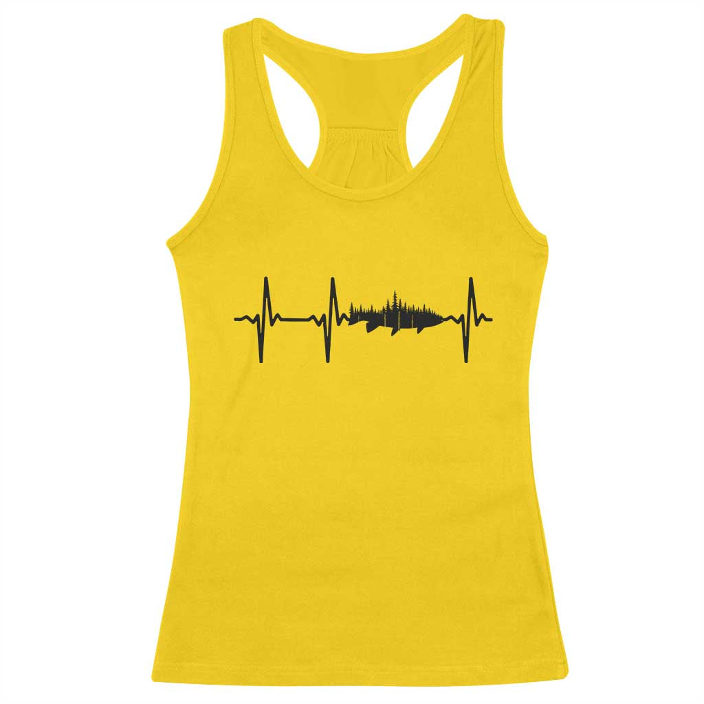 Fish And Forest Fishing Lover Heartbeat Gift Racerback Tank Top TS12 Daisy Print Your Wear