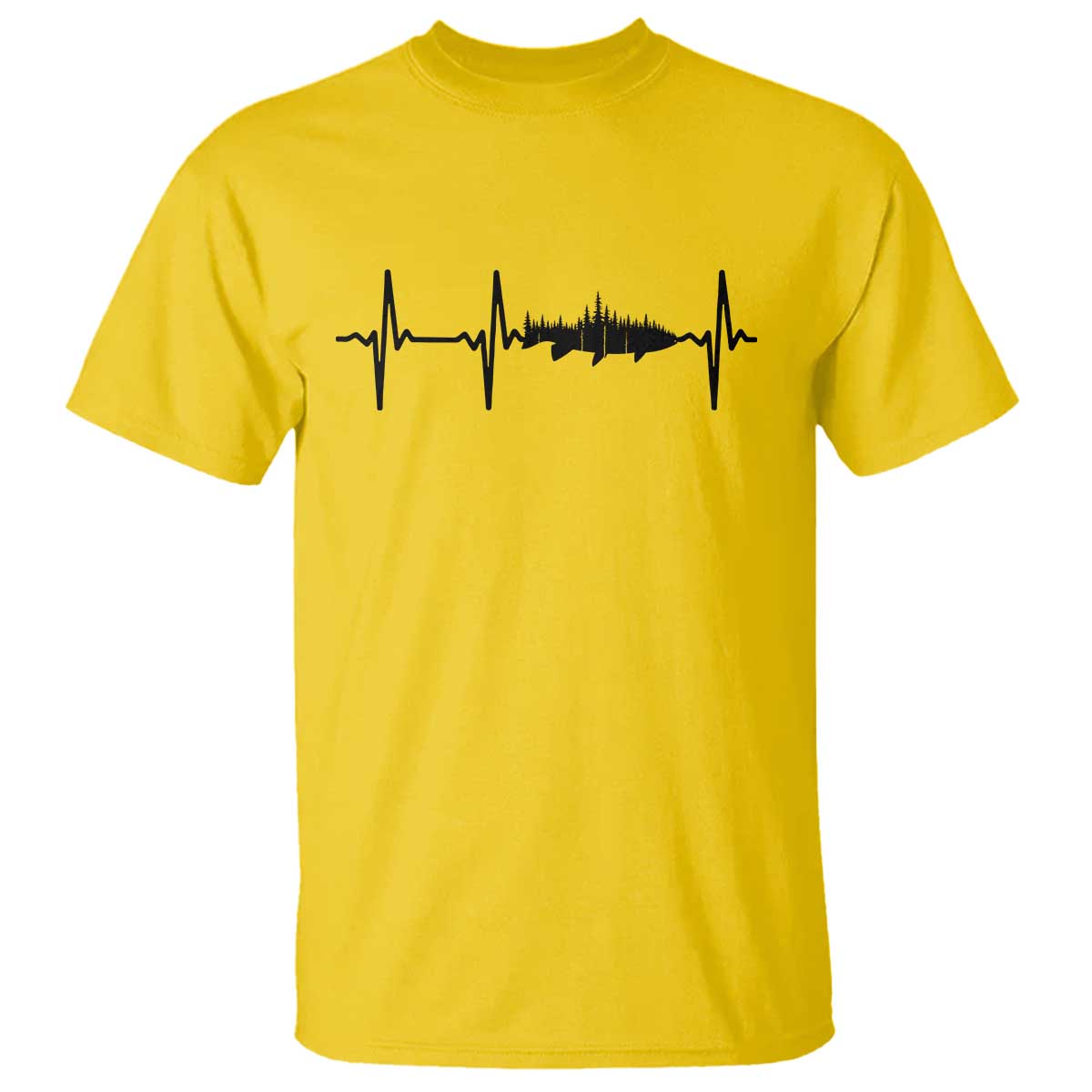 Fish And Forest Fishing Lover Heartbeat Gift T Shirt TS12 Daisy Print Your Wear