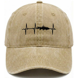 Fish And Forest Fishing Lover Heartbeat Gift Washed Cotton Baseball Cap TS12 Washed Cap Universal Fit Khaki Print Your Wear