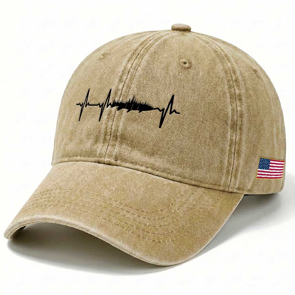 Fish And Forest Fishing Lover Heartbeat Gift Washed Cotton Baseball Cap TS12 Print Your Wear