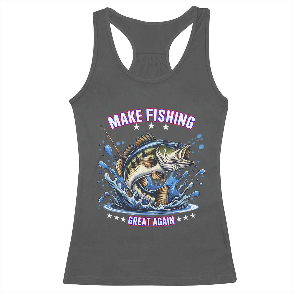 Funny Make Fishing Great Again Racerback Tank Top Fisherman Gift TS12 Dark Heather Print Your Wear