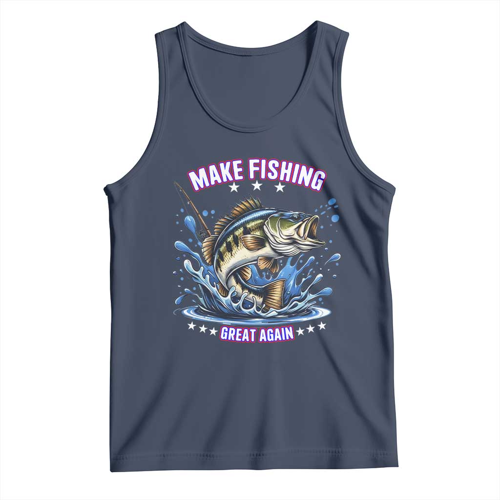 Funny Make Fishing Great Again Tank Top Fisherman Gift TS12 Navy Print Your Wear
