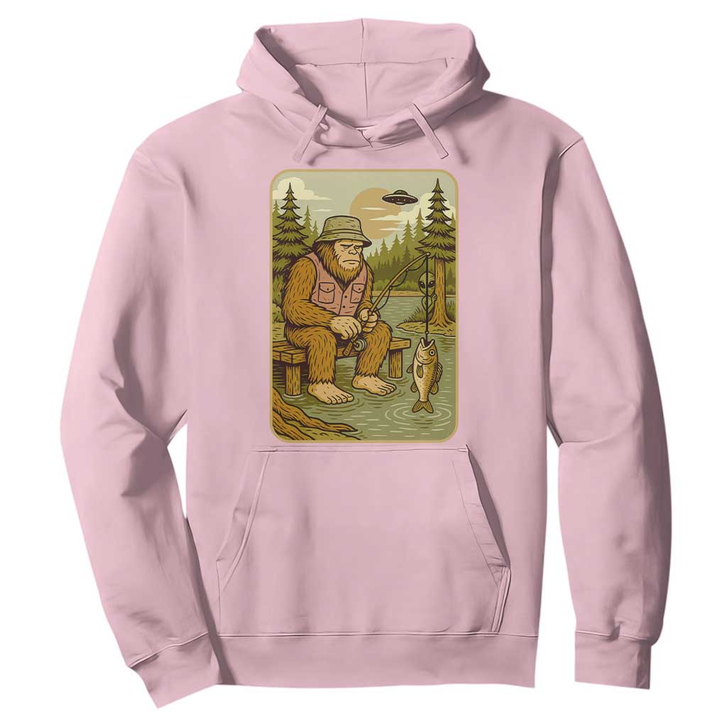 Funny Bigfoot Alien Hoodie Fishing Lover Gift TS12 Light Pink Print Your Wear