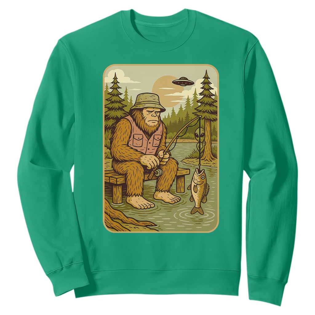 Funny Bigfoot Alien Sweatshirt Fishing Lover Gift TS12 Irish Green Print Your Wear