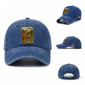 Funny Bigfoot Alien Washed Cotton Baseball Cap Fishing Lover Gift TS12 Washed Cap Universal Fit Royal Blue Print Your Wear