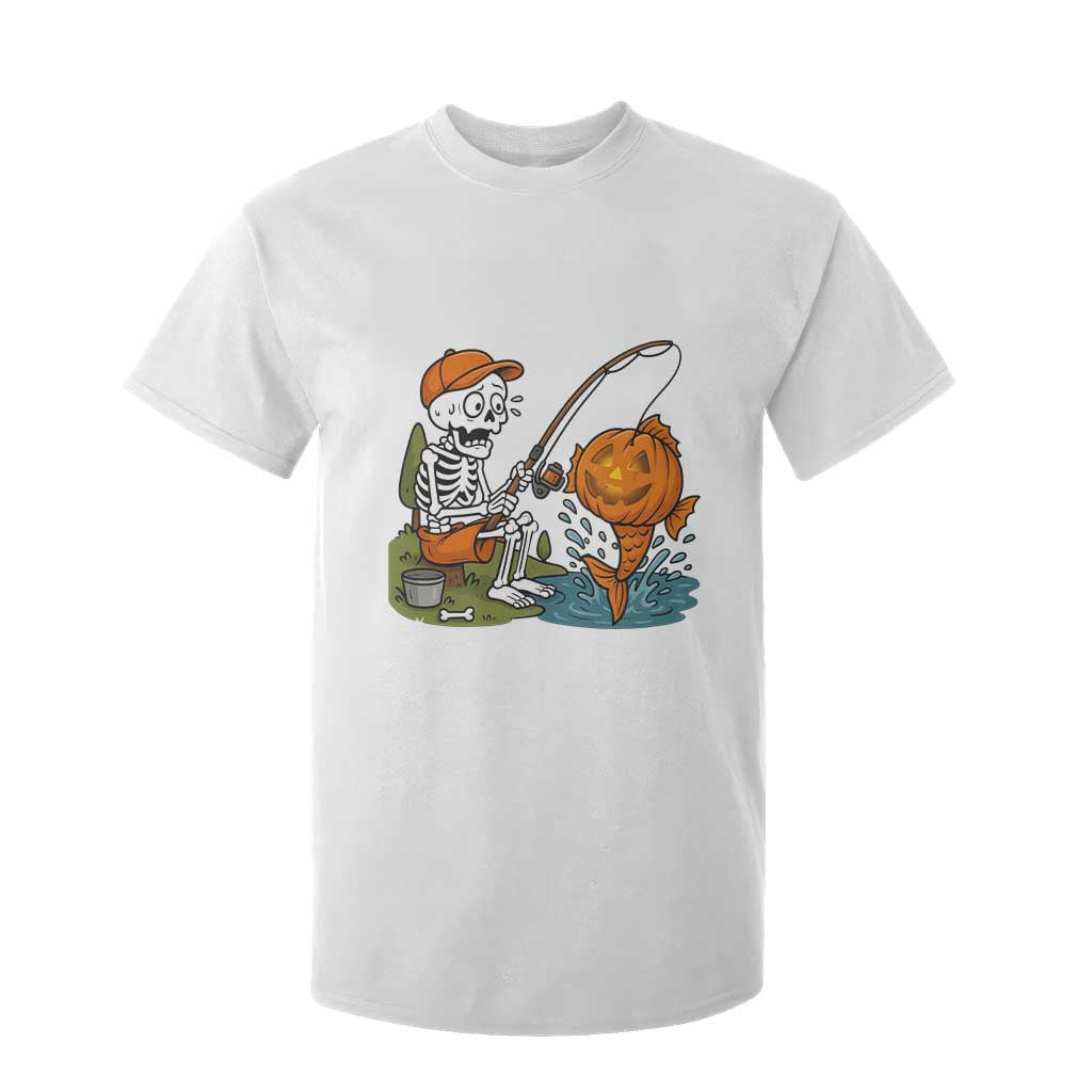 Halloween Fishing Lover T Shirt For Kid Skeleton Humor Gift TS12 White Print Your Wear