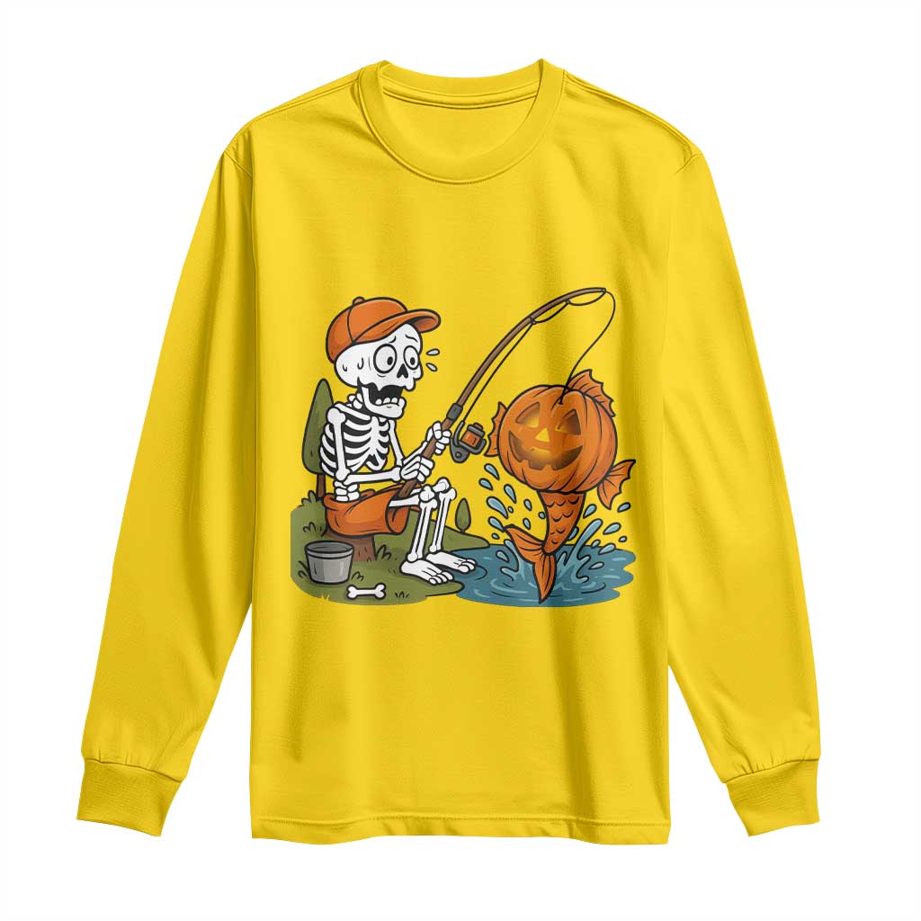 Halloween Fishing Lover Long Sleeve Shirt Skeleton Humor Gift TS12 Daisy Print Your Wear