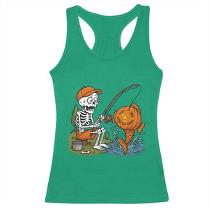 Halloween Fishing Lover Racerback Tank Top Skeleton Humor Gift TS12 Irish Green Print Your Wear