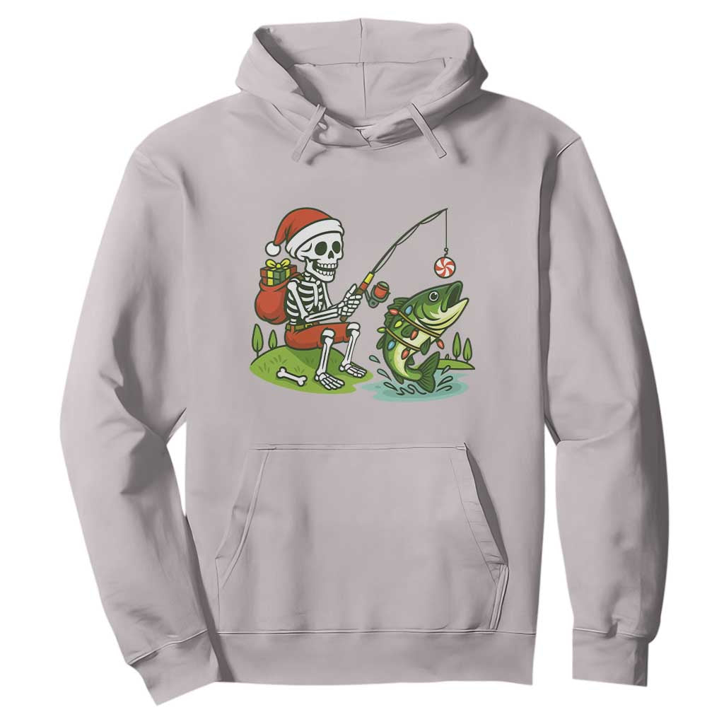 Christmas Skeleton Fishing Hoodie Funny Holiday Gift TS12 Ice Gray Print Your Wear