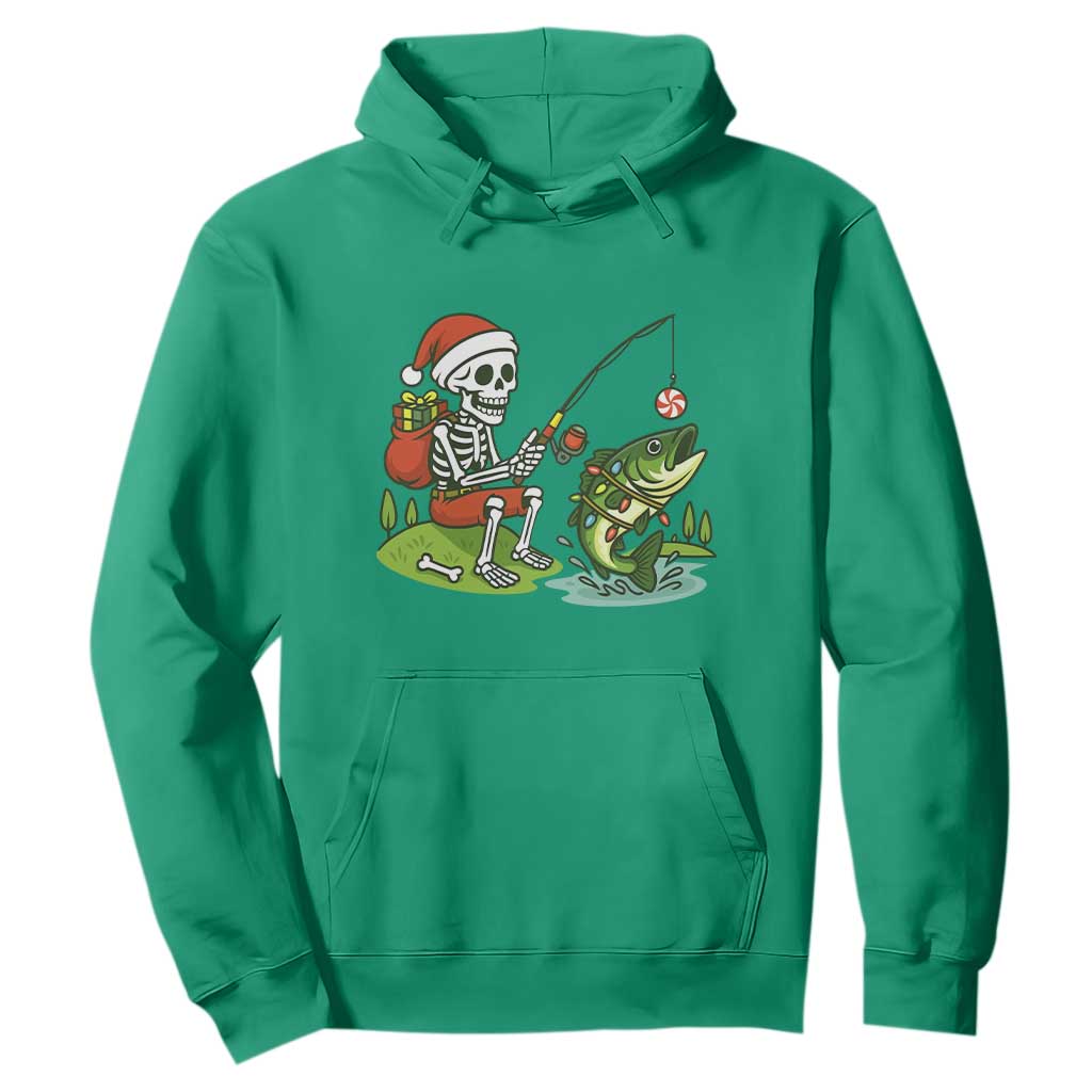 Christmas Skeleton Fishing Hoodie Funny Holiday Gift TS12 Irish Green Print Your Wear