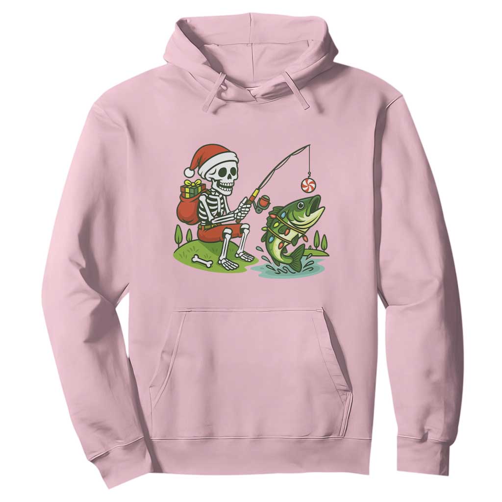 Christmas Skeleton Fishing Hoodie Funny Holiday Gift TS12 Light Pink Print Your Wear