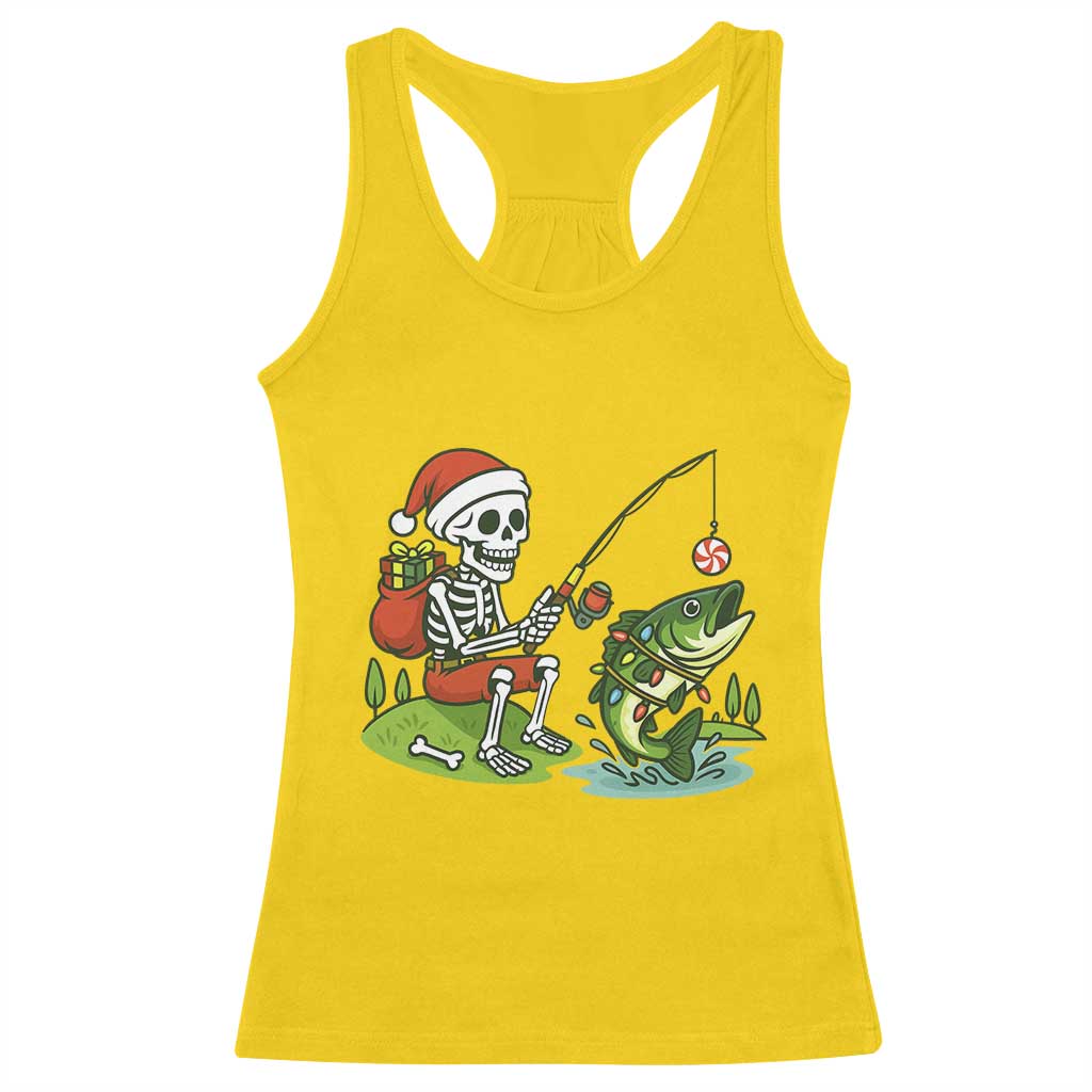 Christmas Skeleton Fishing Racerback Tank Top Funny Holiday Gift TS12 Daisy Print Your Wear