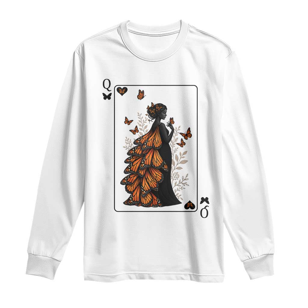 Queen Of The Monarch Butterfly Long Sleeve Shirt Mystical Goddess Spades Playing Card