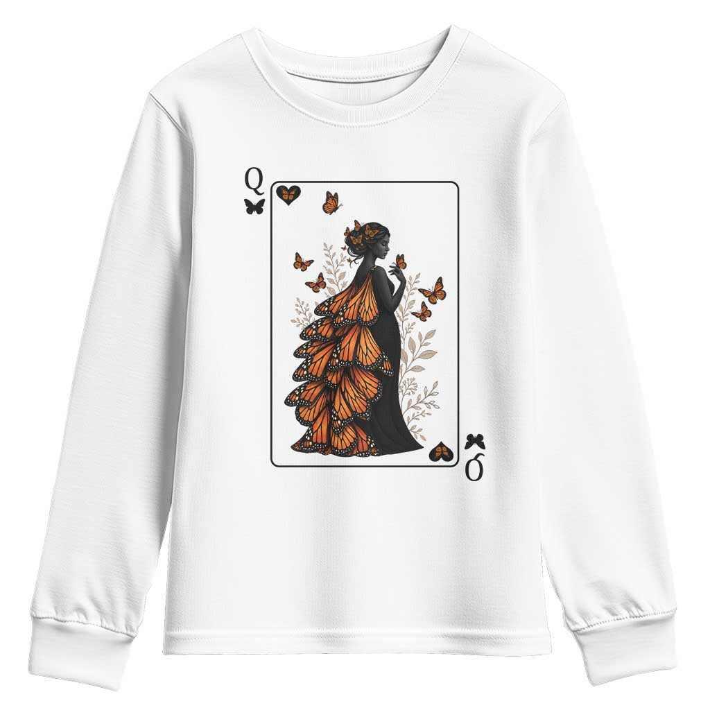 Queen Of The Monarch Butterfly Youth Sweatshirt Mystical Goddess Spades Playing Card