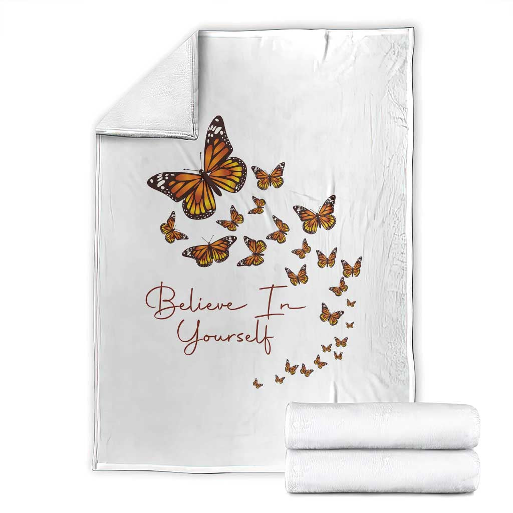 Monarch Butterfly Inspirational Saying Throw Blanket Believe In Yourself