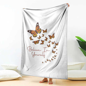 Monarch Butterfly Inspirational Saying Throw Blanket Believe In Yourself