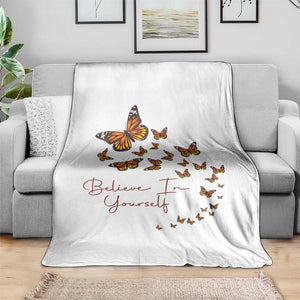 Monarch Butterfly Inspirational Saying Throw Blanket Believe In Yourself