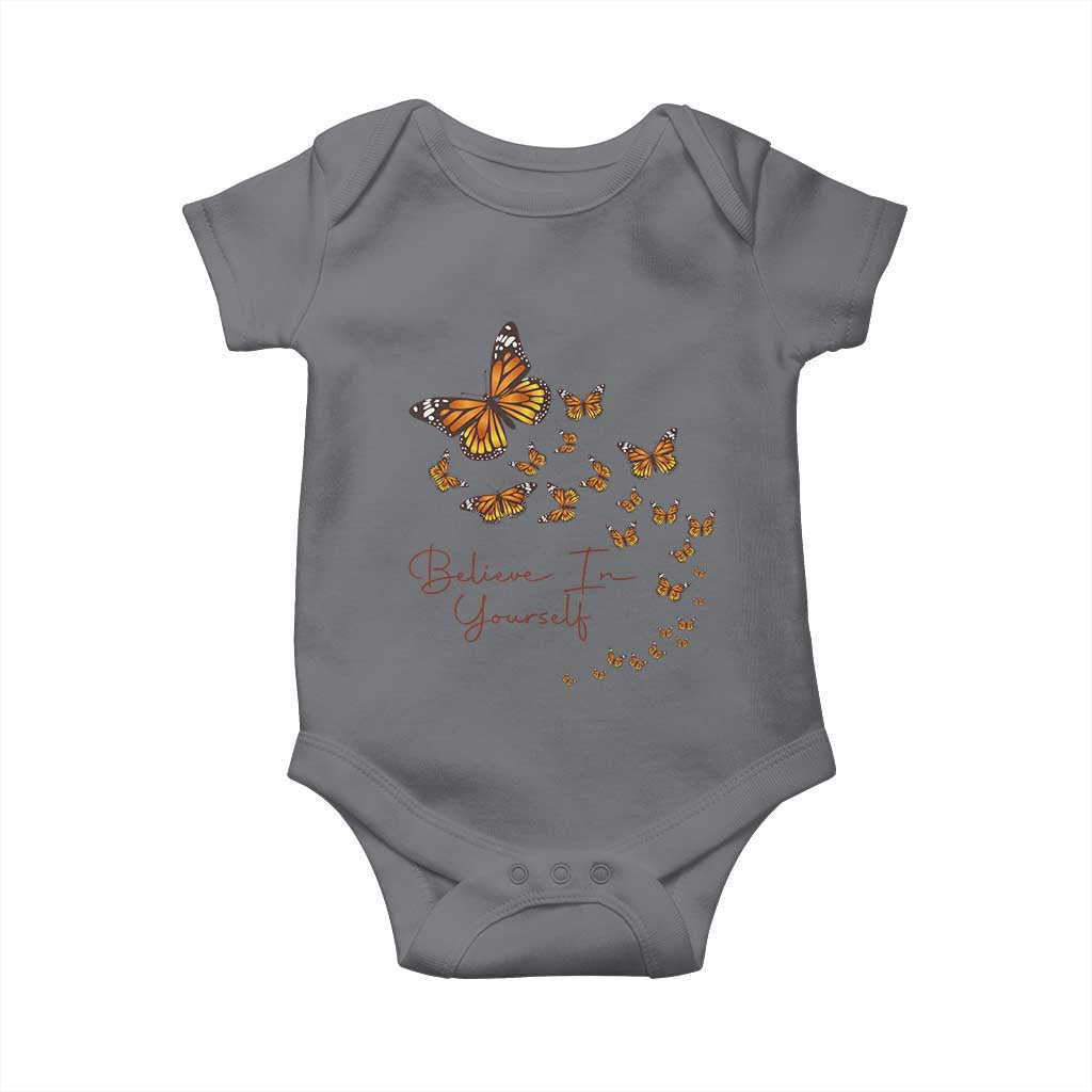 Monarch Butterfly Inspirational Saying Baby Onesie Believe In Yourself
