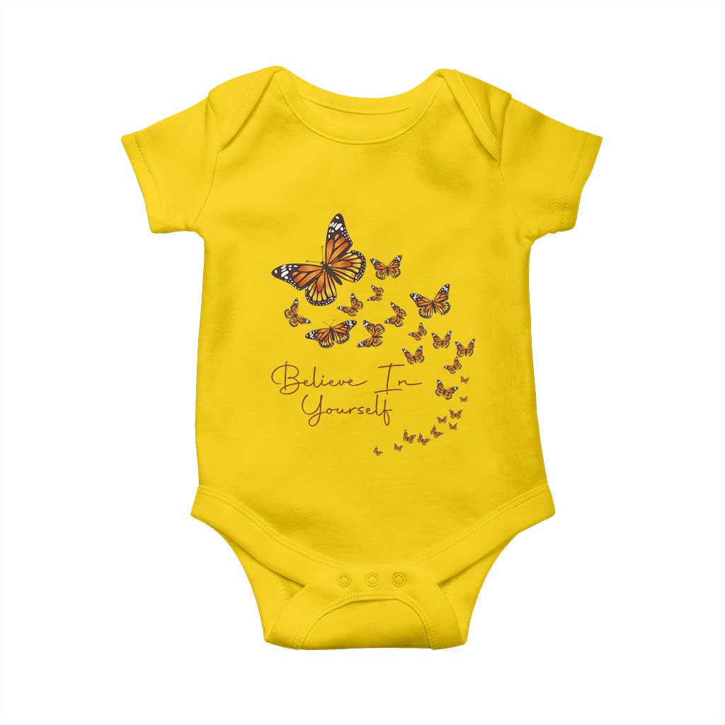 Monarch Butterfly Inspirational Saying Baby Onesie Believe In Yourself