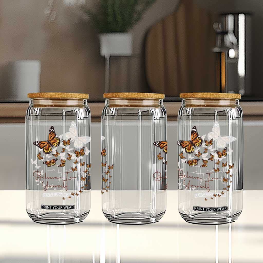 Monarch Butterfly Inspirational Saying Glass Can Believe In Yourself