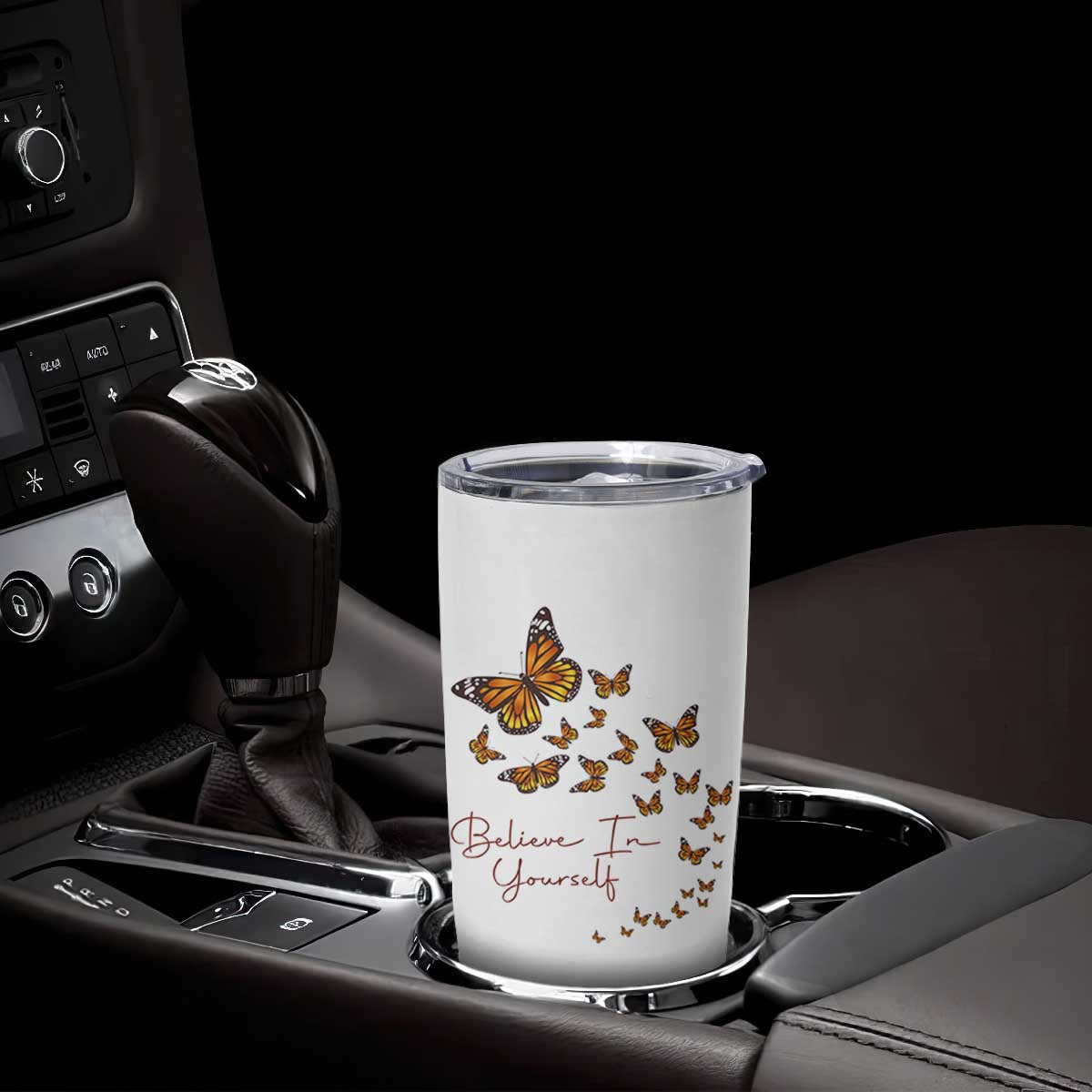 Monarch Butterfly Inspirational Saying Tumbler Cup Believe In Yourself