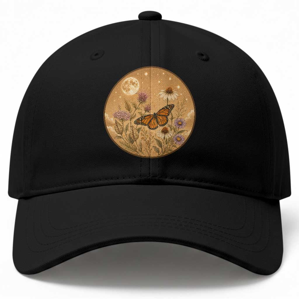 Vintage Monarch Butterfly Botanical Baseball Cap Wildflower Nature Lover