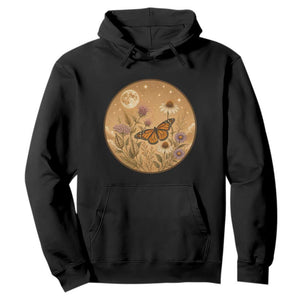 Vintage Monarch Butterfly Botanical Hoodie Wildflower Nature Lover
