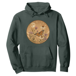 Vintage Monarch Butterfly Botanical Hoodie Wildflower Nature Lover