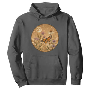 Vintage Monarch Butterfly Botanical Hoodie Wildflower Nature Lover