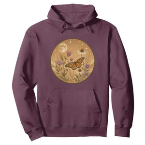 Vintage Monarch Butterfly Botanical Hoodie Wildflower Nature Lover