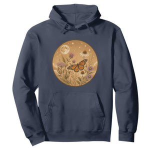 Vintage Monarch Butterfly Botanical Hoodie Wildflower Nature Lover