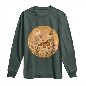 Vintage Monarch Butterfly Botanical Long Sleeve Shirt Wildflower Nature Lover