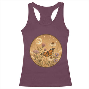 Vintage Monarch Butterfly Botanical Racerback Tank Top Wildflower Nature Lover