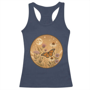 Vintage Monarch Butterfly Botanical Racerback Tank Top Wildflower Nature Lover