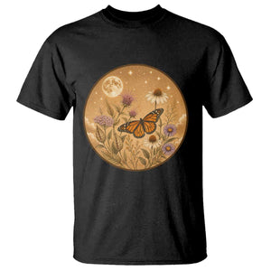 Vintage Monarch Butterfly Botanical T Shirt Wildflower Nature Lover