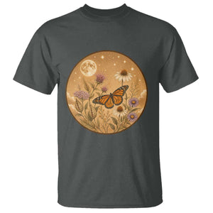 Vintage Monarch Butterfly Botanical T Shirt Wildflower Nature Lover
