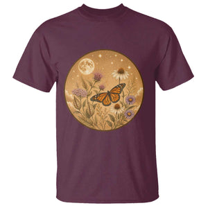 Vintage Monarch Butterfly Botanical T Shirt Wildflower Nature Lover