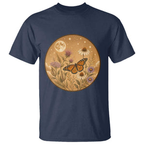 Vintage Monarch Butterfly Botanical T Shirt Wildflower Nature Lover