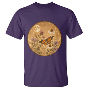 Vintage Monarch Butterfly Botanical T Shirt Wildflower Nature Lover