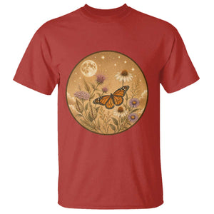 Vintage Monarch Butterfly Botanical T Shirt Wildflower Nature Lover