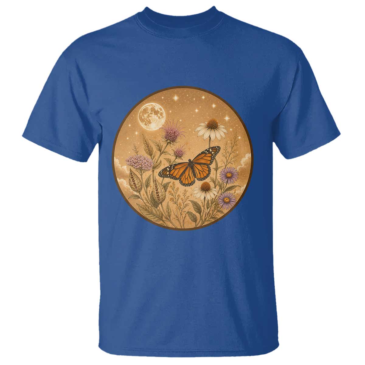 Vintage Monarch Butterfly Botanical T Shirt Wildflower Nature Lover
