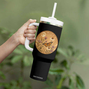 Vintage Monarch Butterfly Botanical Tumbler With Handle Wildflower Nature Lover