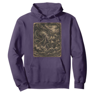 Vintage Giant Octopus Kraken Hoodie Sea Monster Horror Graphic