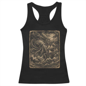 Vintage Giant Octopus Kraken Racerback Tank Top Sea Monster Horror Graphic